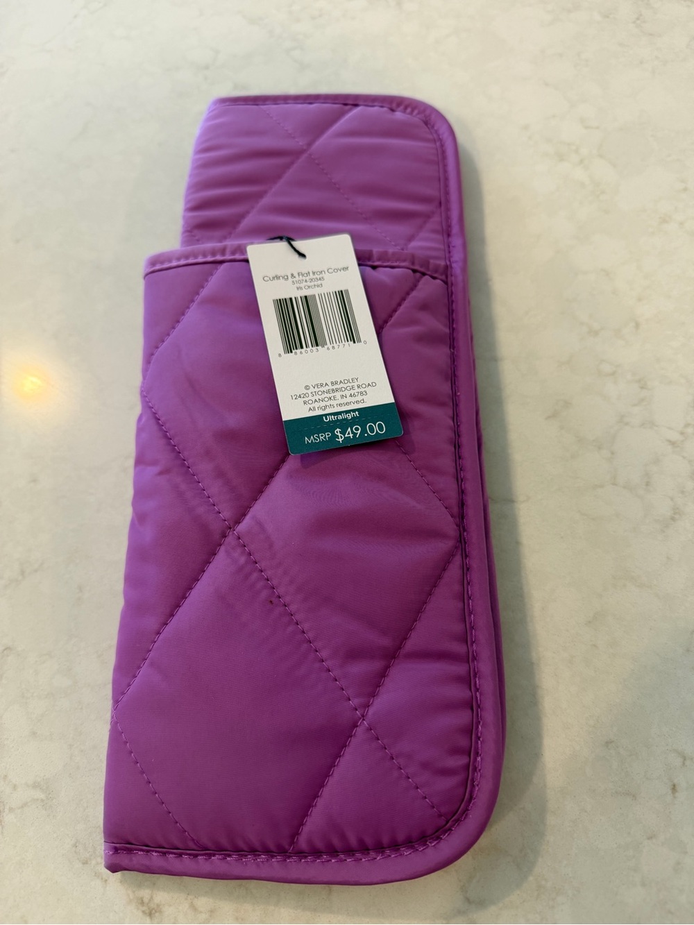 Vera Bradley Purple Quilted Culing Iron & Flat Iron Cover